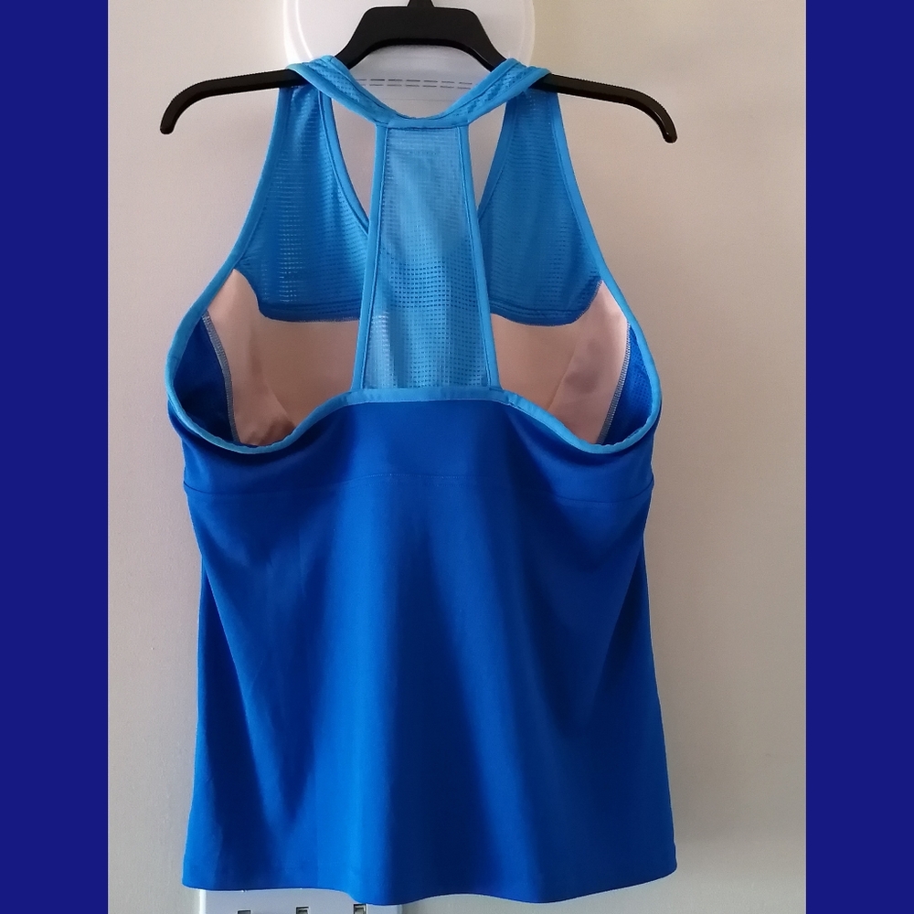 Reebok Athletic Two-Tone Blue Raceback Tank Top - Picture 4 of 14